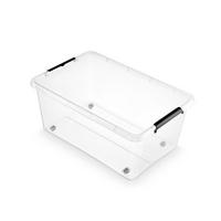 Aufbewahrungsbox mit Deckel Mila 40l, 58x39x26 cm - Transparent/Schwarz, Basics, Kunststoff (58/39/26cm) - Homezone