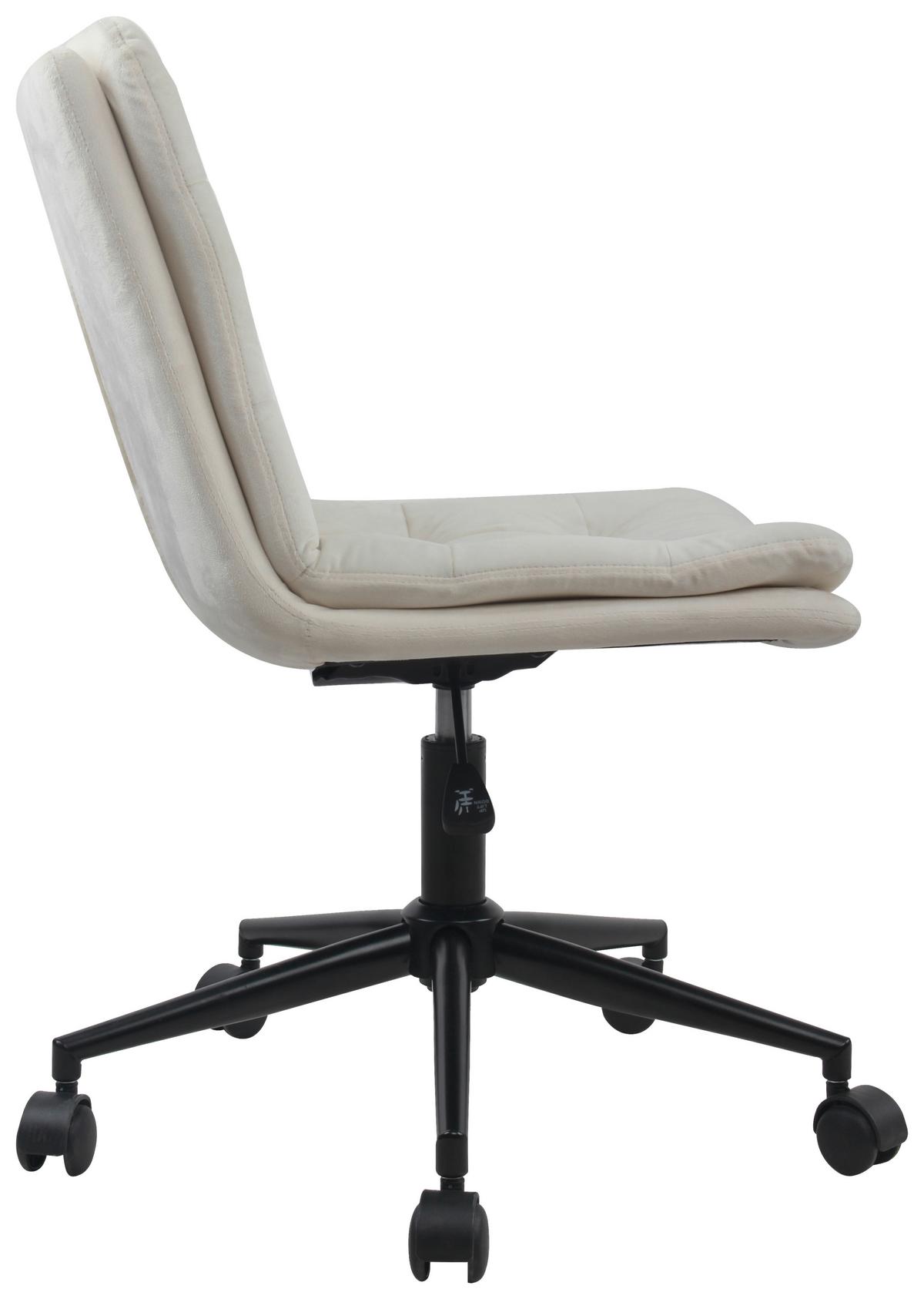 Drehstuhl Elegance Mit Armstützen Samt Creme - Creme/Schwarz, MODERN, Kunststoff/Textil (42/98/45cm) - MID.YOU