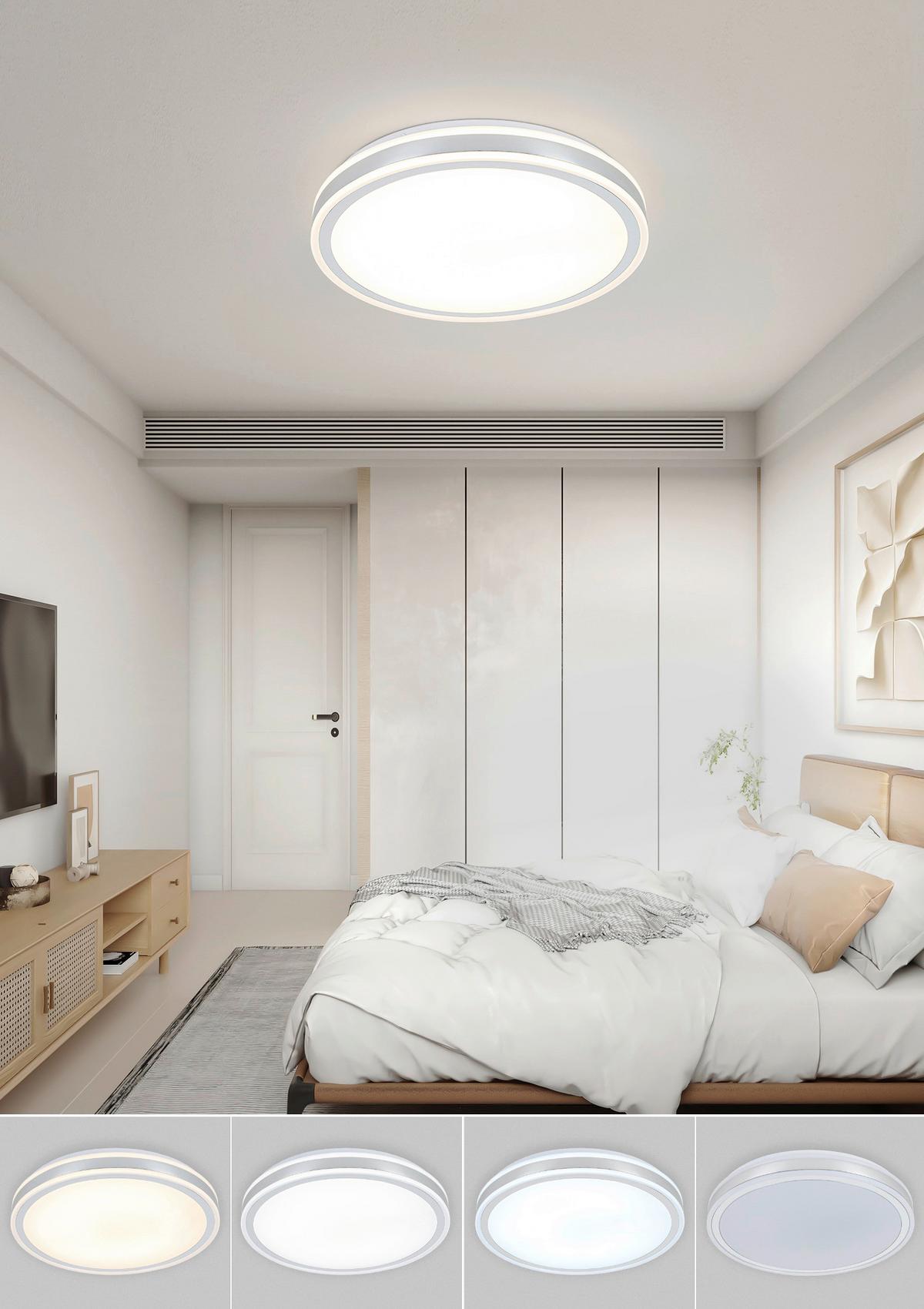 LED-Deckenleuchte Charlyn - Chromfarben/Weiß, Basics, Kunststoff/Metall (38/6cm) - Luca Bessoni