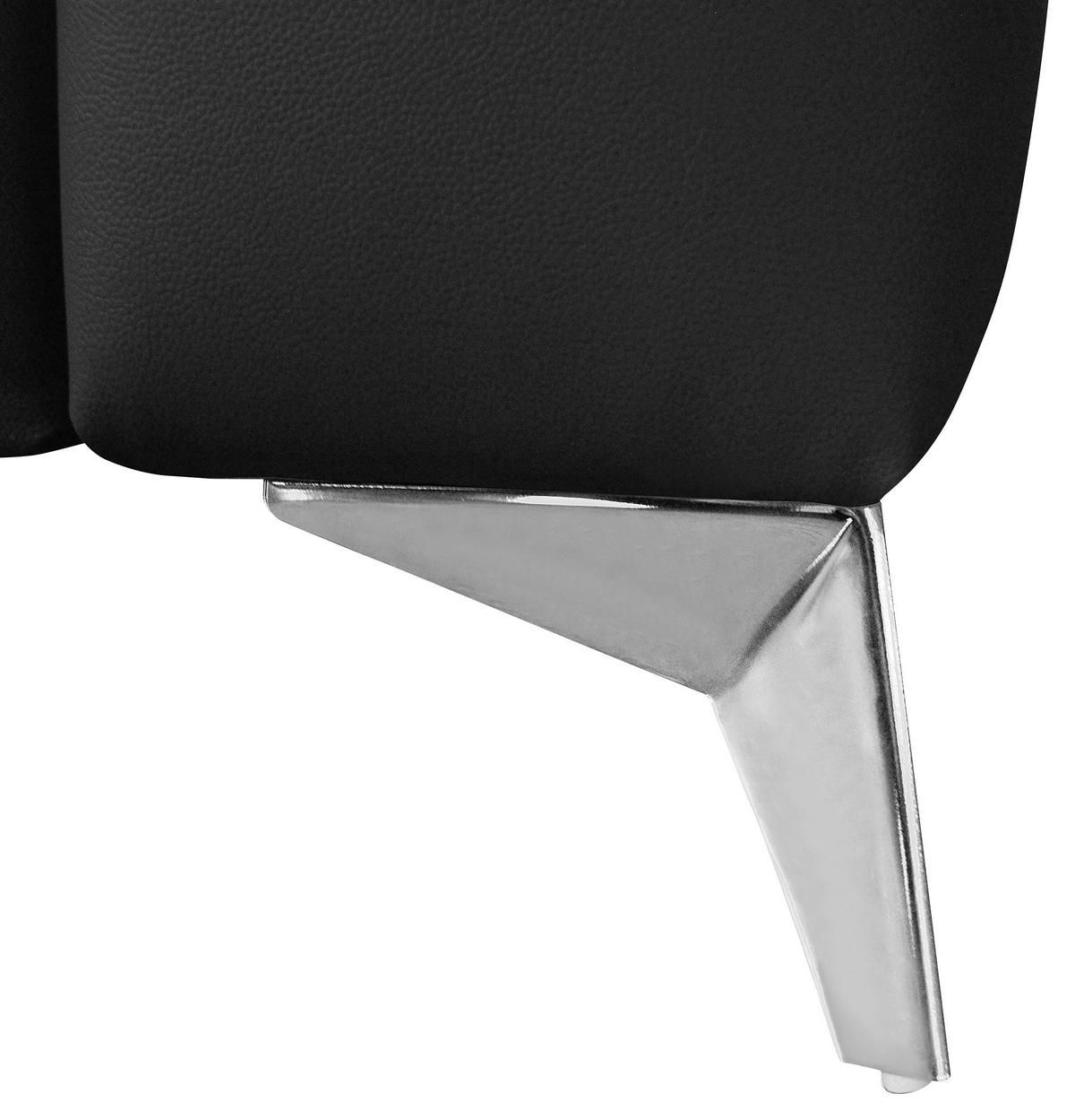 Ecksofa Mondo, Schwarz S: 208x286 Cm - Chromfarben/Schwarz, Design, Leder/Textil (208/286cm) - Livetastic