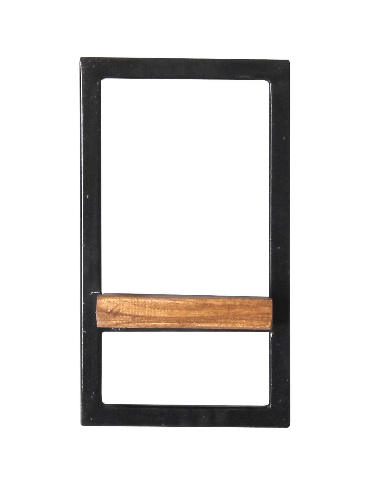 Wandregal Mangoholz/Schwarz B: 20cm - Schwarz/Naturfarben, Design, Holz/Metall (20/35/25cm) - MID.YOU