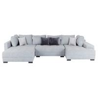 Wohnlandschaft Lugano mit Schlaffunktion Hellgrau - Hellgrau/Schwarz, MODERN, Textil (216/359/178cm)