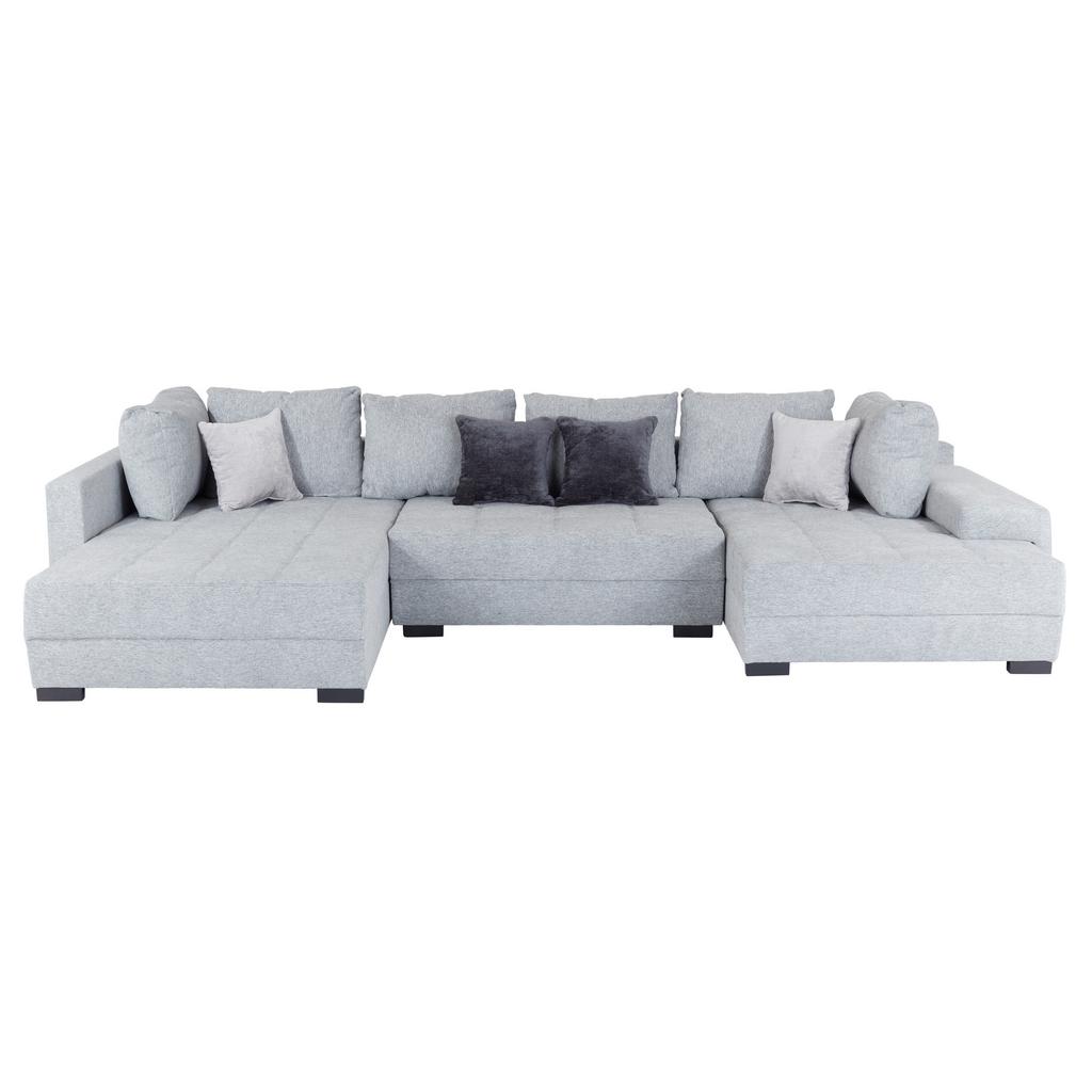 Wohnlandschaft Lugano mit Schlaffunktion Hellgrau