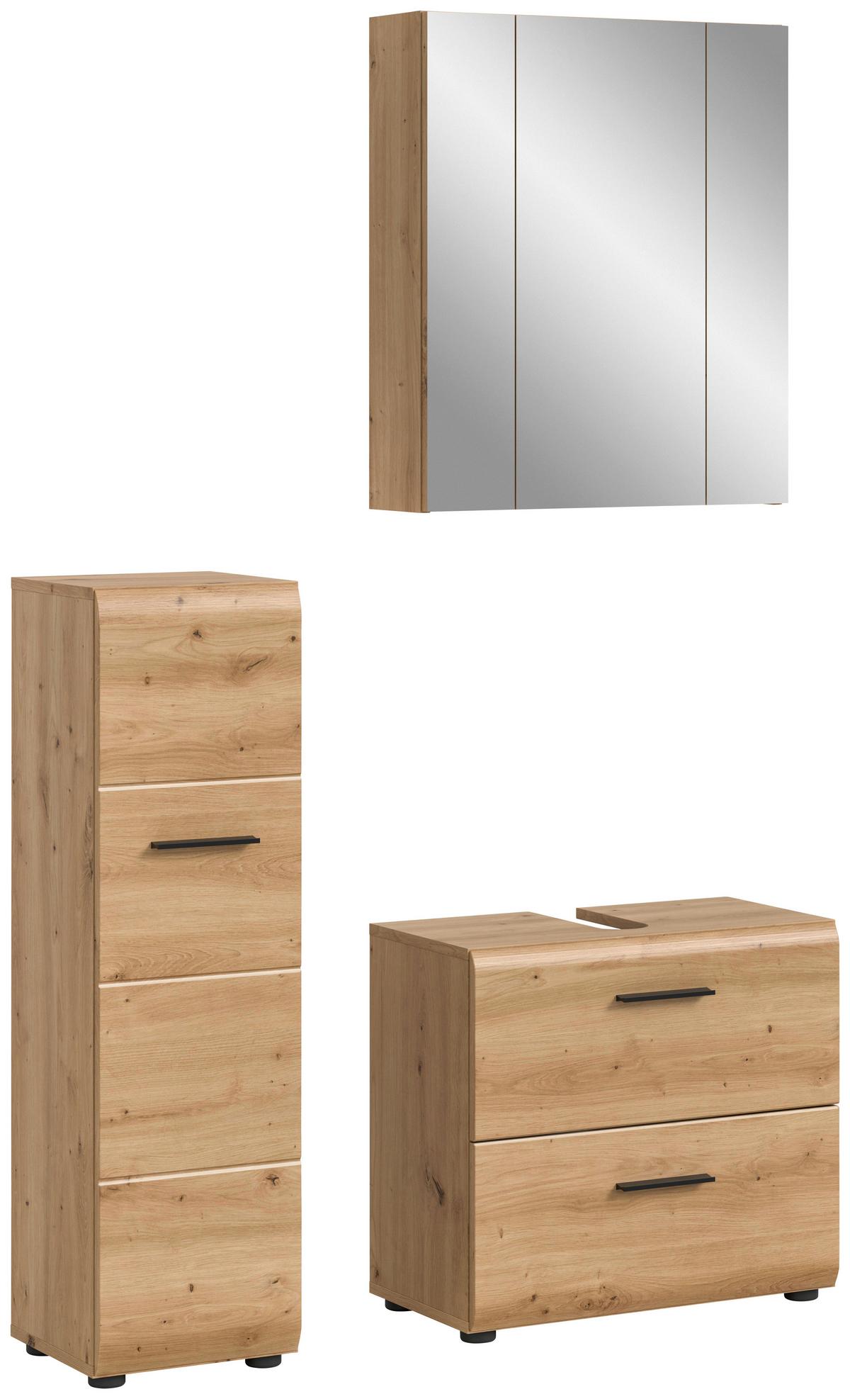 Badezimmer Ice Eiche Artisan Dekor B: 90cm - Schwarz/Eiche Artisan, Basics, Holzwerkstoff (90cm) - MID.YOU
