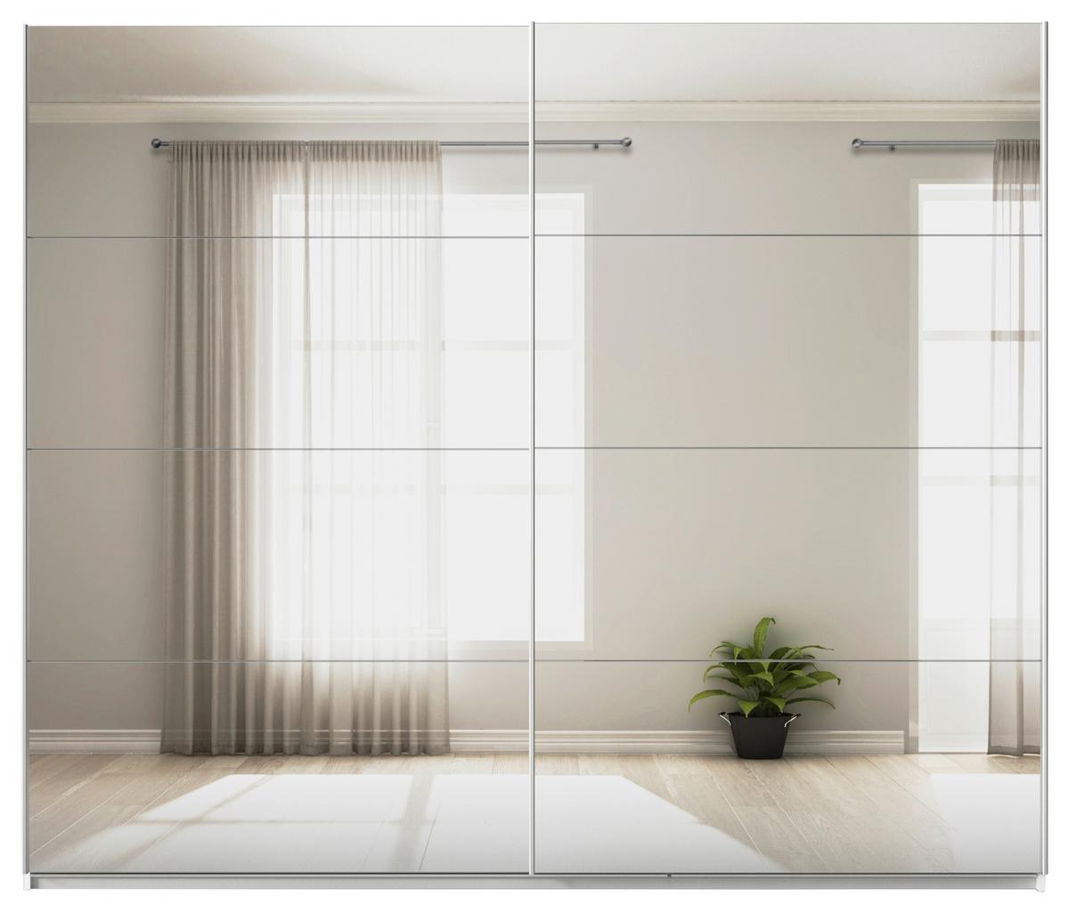 Schwebetürenschrank Mit Spiegel B: 271cm Feldkirch - Silberfarben/Weiß, MODERN, Glas/Holzwerkstoff (271/229/62cm)