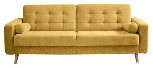 Schlafsofa mit Bettkasten und Kissen Fjord, Webstoff - Eichefarben/Gelb, MODERN, Holzwerkstoff/Textil (222/86/90cm) - MID.YOU