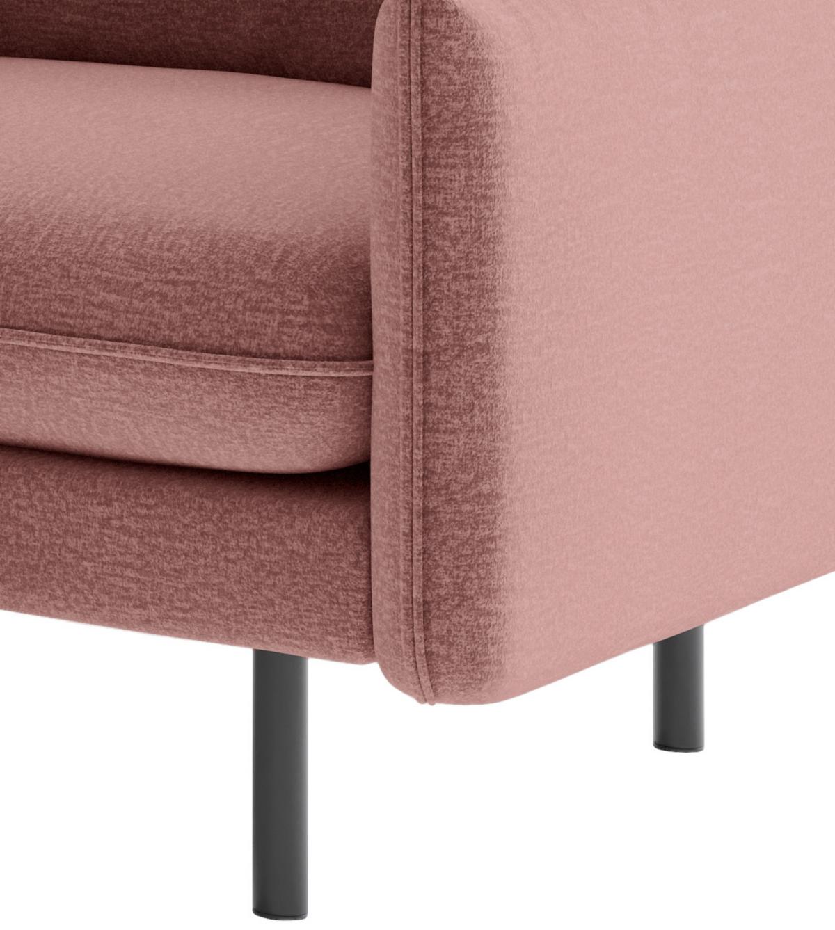 Sitzgarnitur Samos 3-Teilig Altrosa B: 215 cm - Schwarz/Altrosa, Design, Textil (215/85/92cm) - Livetastic