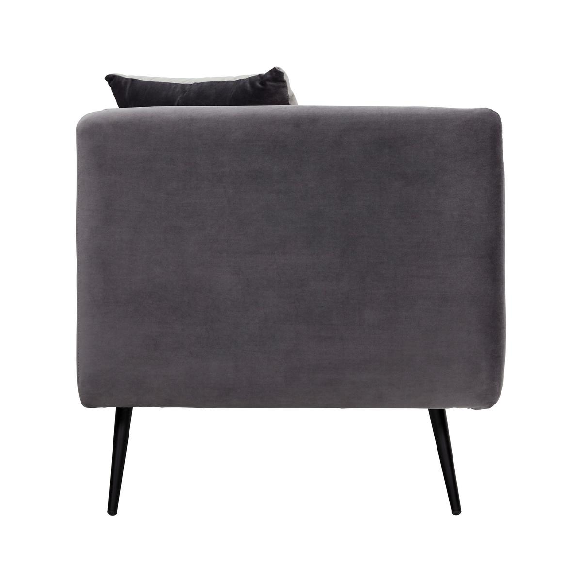 Stylová pohovka Emilia, sametový potah, šedá - šedá/černá, Moderní, kov/dřevo (75/73/162cm) - Bessagi Home