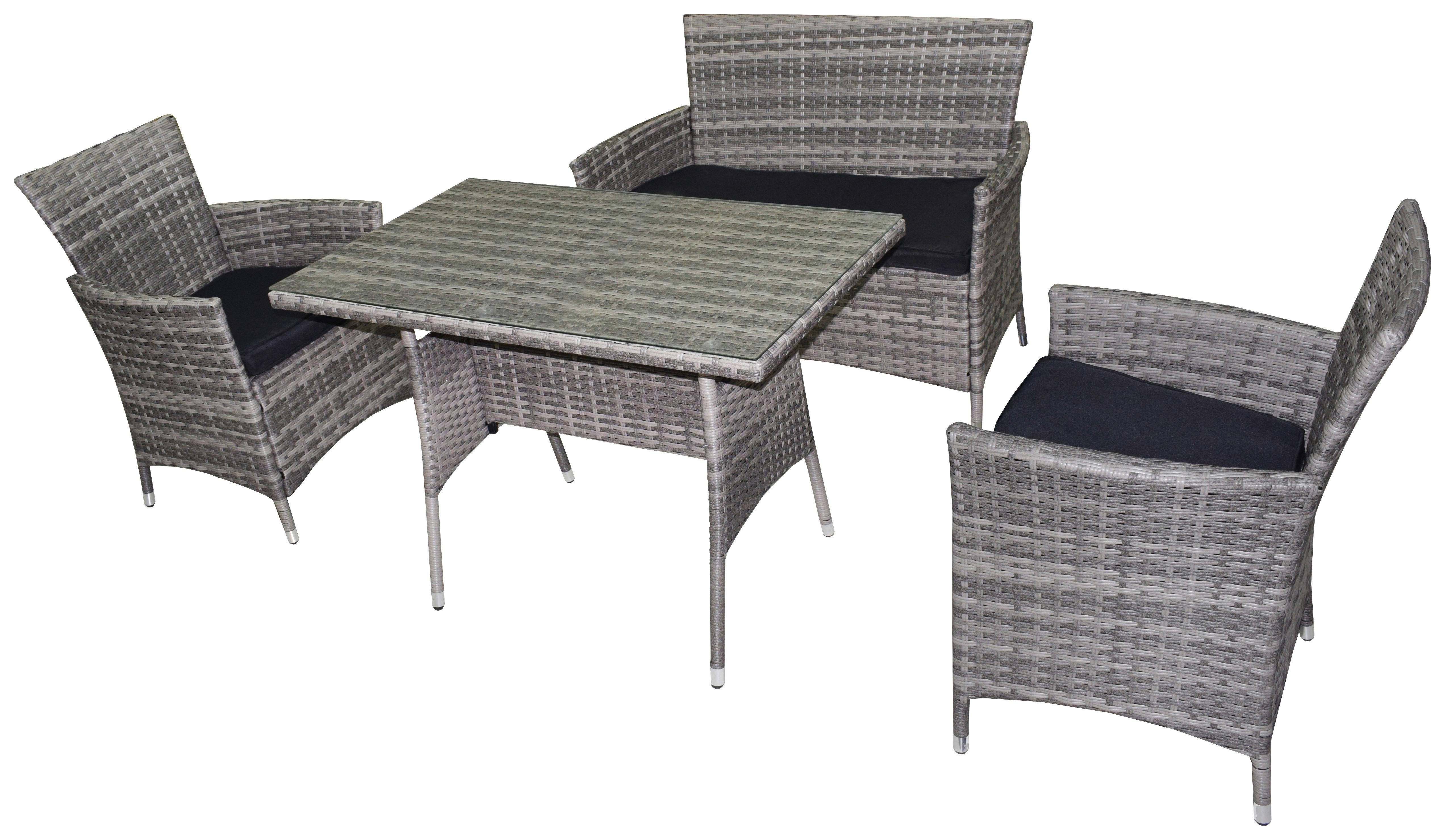 Loungegarnitur Valetta - Anthrazit/Grau, MODERN, Glas/Kunststoff (110/80/61cm) - Beldano