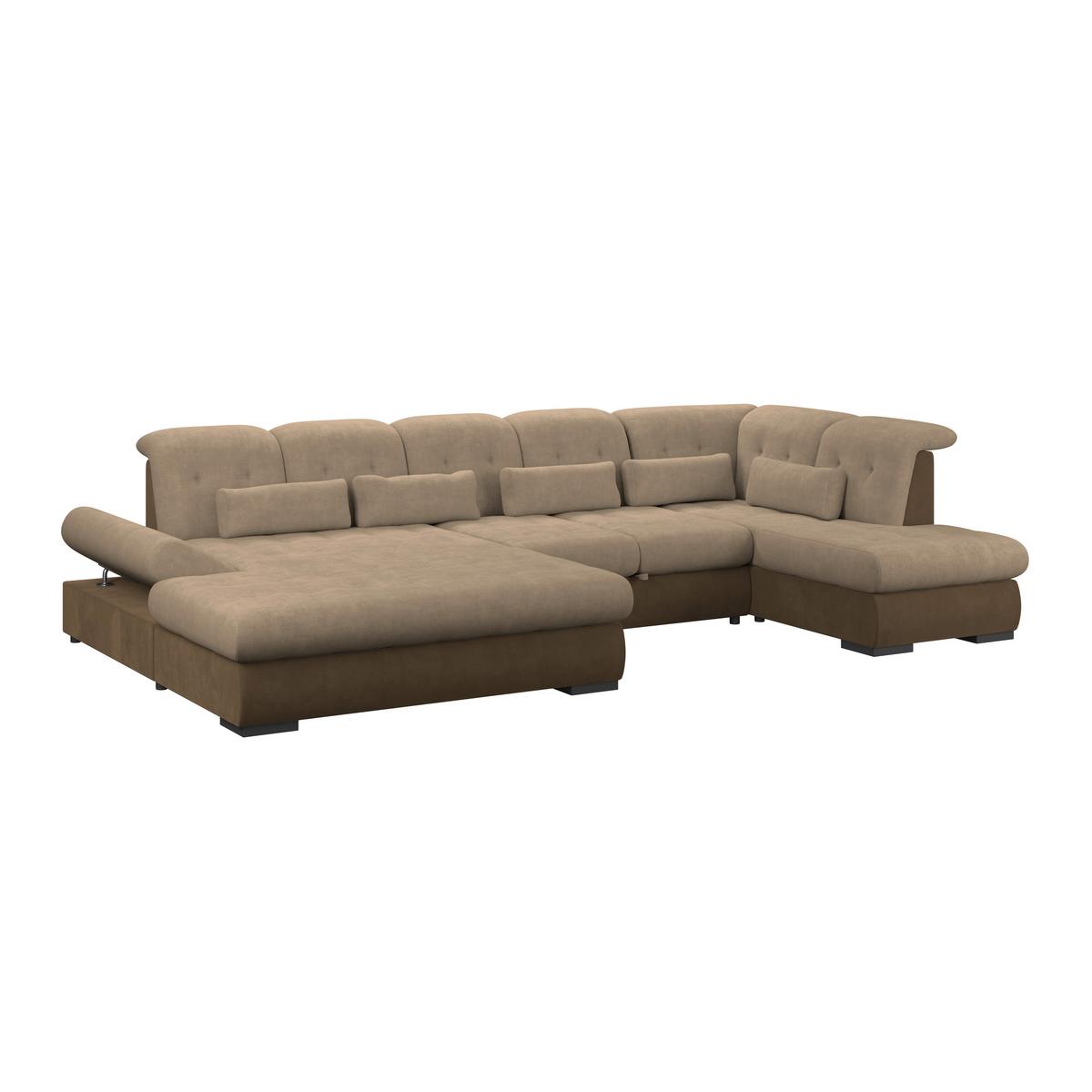 Wohnlandschaft Madera Braun, S: 358x212 cm - Hellbraun/Dunkelbraun, KONVENTIONELL, Kunststoff/Textil (190/358/212cm)