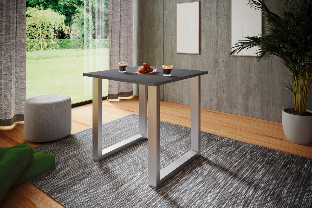 Schreibtisch Lona Silber, Weiß B: 50 cm - Anthrazit/Silberfarben, Design, Holzwerkstoff/Metall (50/80/76cm) - MID.YOU