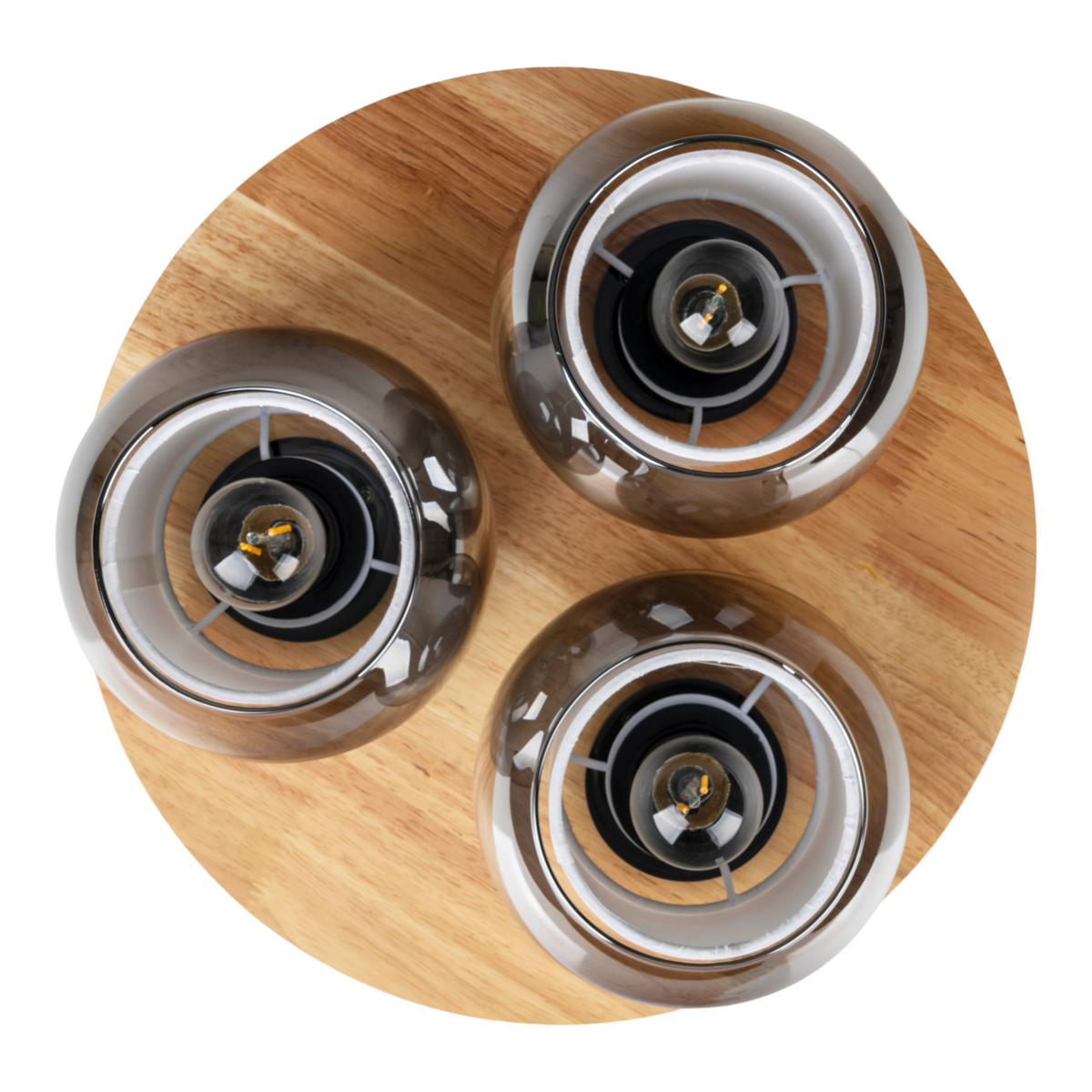 Deckenleuchte Kautschukholz - Schwarz/Naturfarben, Design, Glas/Holz (35/15cm) - Näve