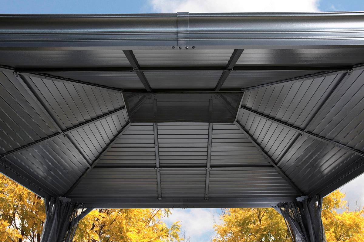 Pavillon Mykonos 364x299 cm sturmfest Gartenpavillon - Anthrazit, Basics, Metall (364/291/299cm)