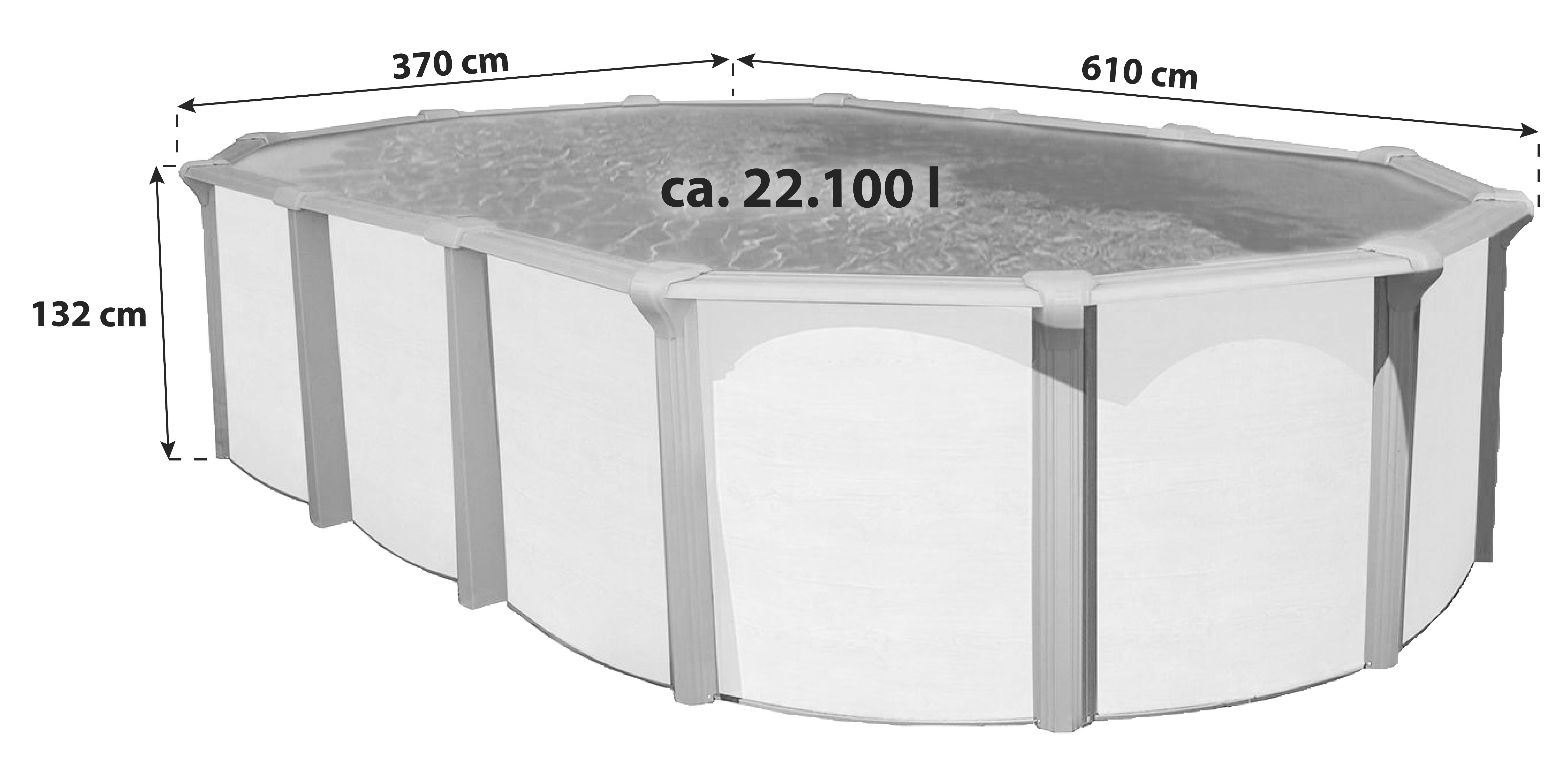 Stahlwandpool Oval Steely De Luxe Supreme + Pumpe L: 610 cm - Braun/Weiß, Basics, Kunststoff (610/370/132cm)
