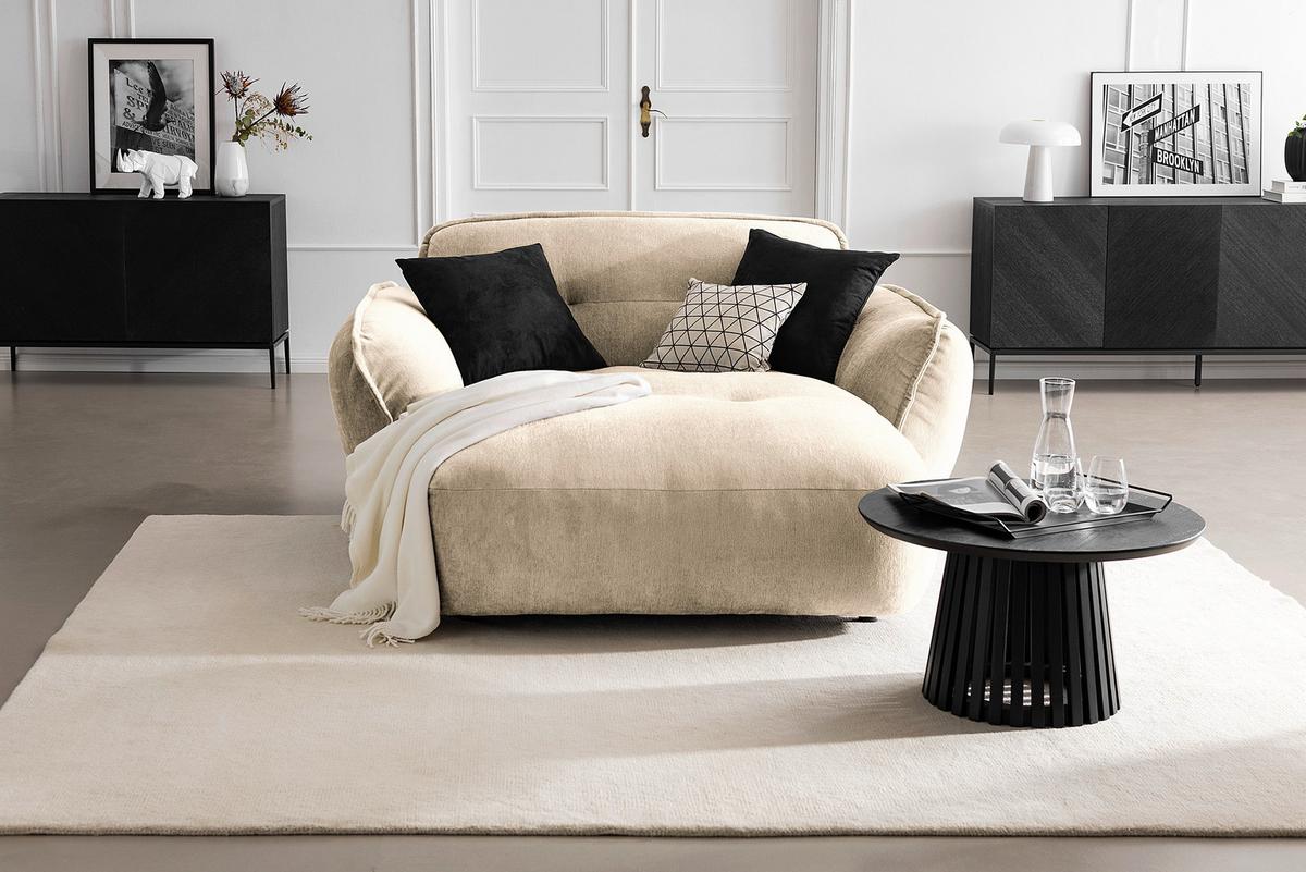 XXL-Sessel Fluffy, Creme B: 182 cm - Creme/Schwarz, MODERN, Textil (182/87/184cm) - Trendmanufaktur