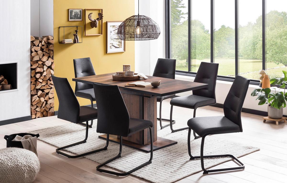 Esstisch Ariana T  120-160x80 cm Dunkelbraun/Schwarz - Dunkelbraun/Schwarz, KONVENTIONELL, Holzwerkstoff (120-160/80/76cm) - MID.YOU