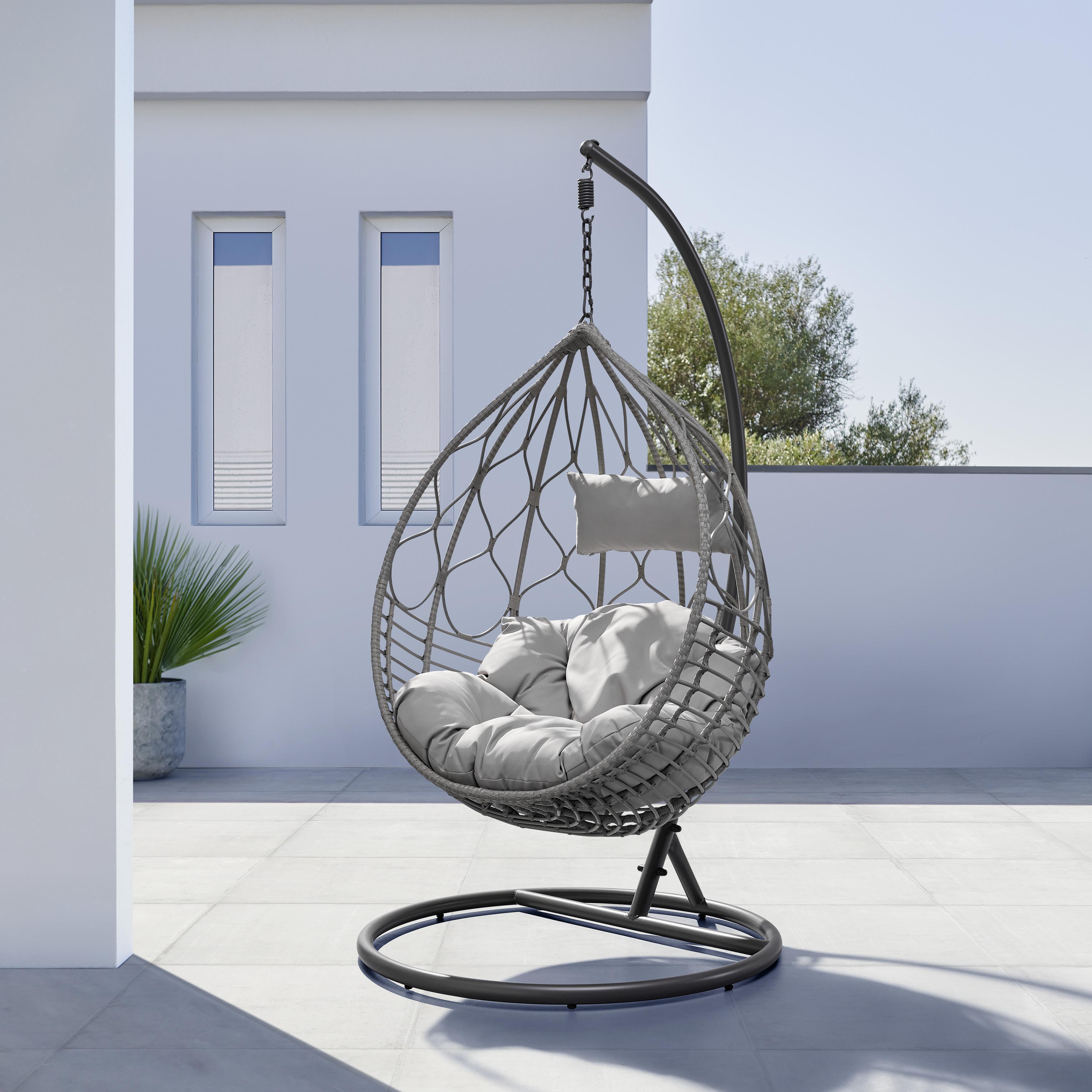 Závěsné Křeslo Belisa - šedá/tmavě šedá, Moderní, kov/textil (123/196/120cm) - Bessagi Garden