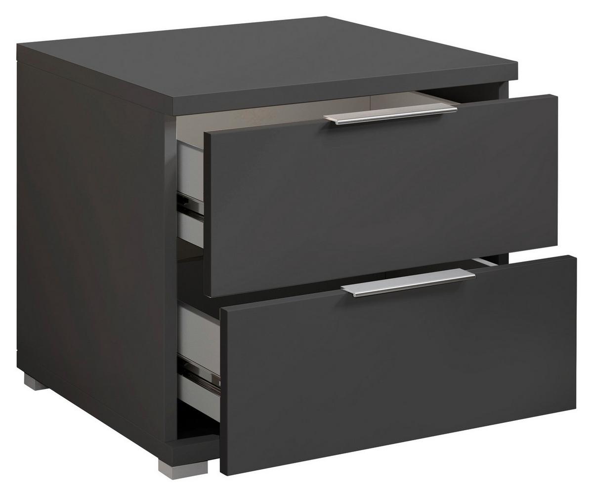Nachtkästchen Smilla 2l G - Alufarben/Graphitfarben, KONVENTIONELL, Holzwerkstoff (46/43/42cm)