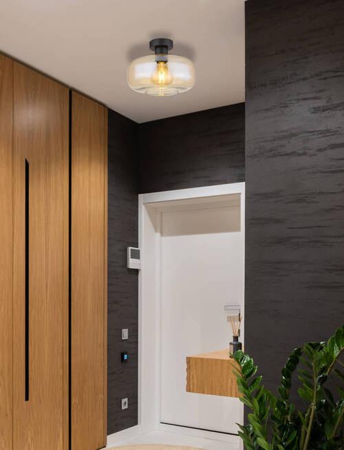 Deckenleuchte 15566da - Schwarz, Design, Glas/Metall (28/20,5cm) - Globo