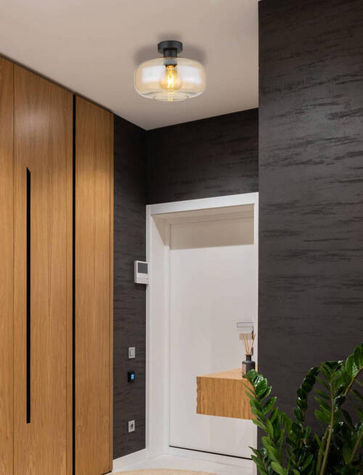 Deckenleuchte 15566da - Schwarz, Design, Glas/Metall (28/20,5cm) - Globo