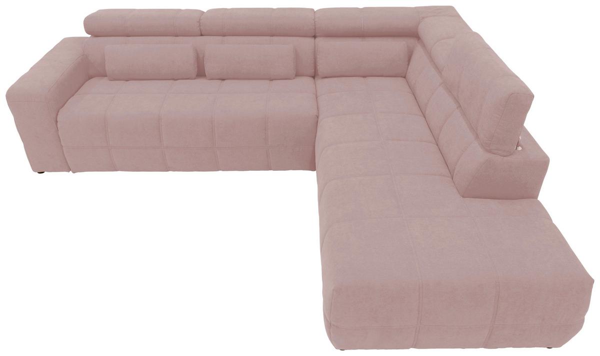 Ecksofa + Kopfteilverstellung Brandon Pink Mikrofaser - Schwarz/Rosa, Design, Textil (275/228cm) - MID.YOU
