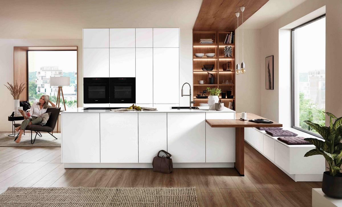 Einbauküche Eastbourne Frei Planbar Grifflose Küche - Weiß, MODERN, Holzwerkstoff - Vertico