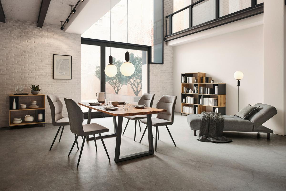 Jídelní židle Eva šedá - šedá/černá, Moderní, kov/dřevo (49/91/59cm) - Bessagi Home