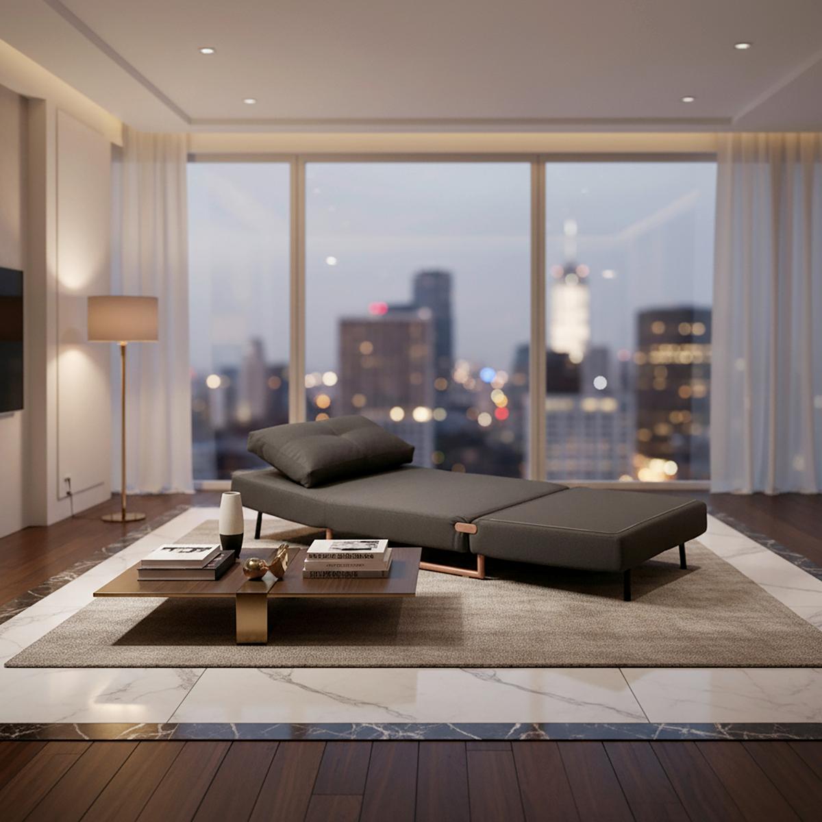 Rozkladacia pohovka Malic tmavosivé - farba duba/tmavosivá, Modern, kov/textil (80/84/90cm) - Bessagi Home