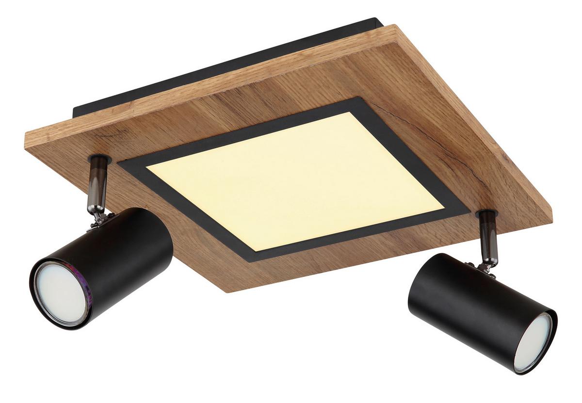 LED-Deckenleuchte L: 30 cm, 3-Flammig, Stufenschalter - Opal/Schwarz, Design, Holzwerkstoff/Kunststoff (30/30/18cm) - Globo