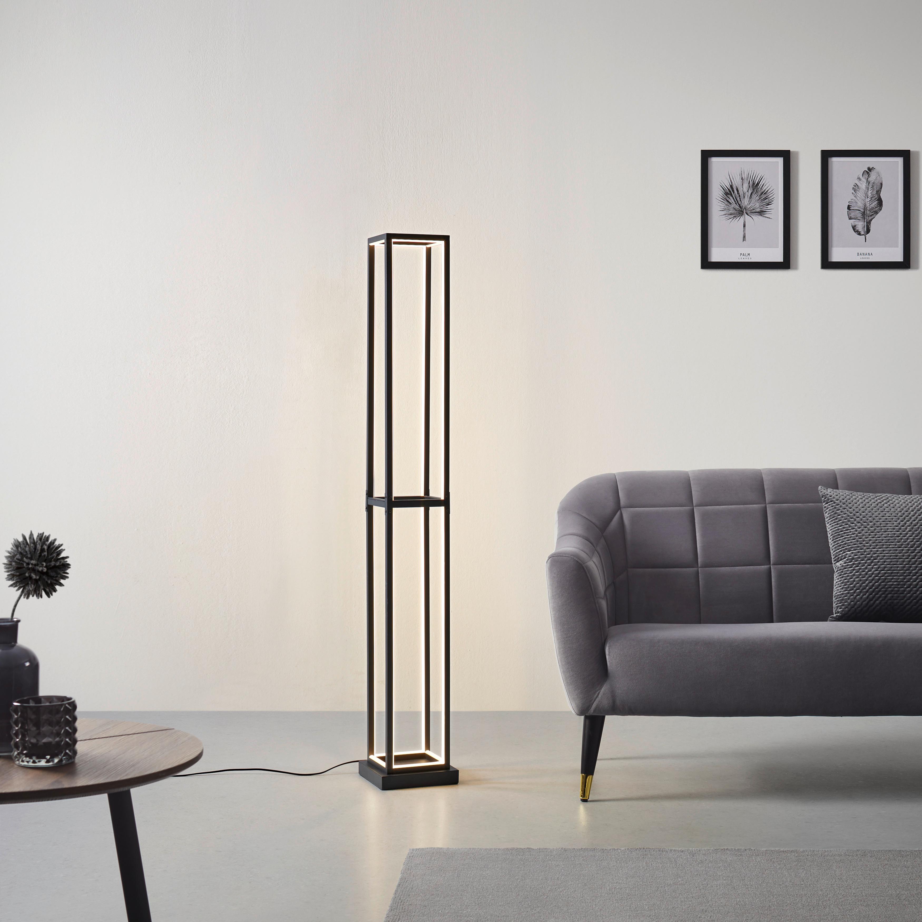 Led-stojaca Lampa Max. 1,34 Watt - čierna, Moderný, kov/plast (22/22/150cm) - Bessagi Home