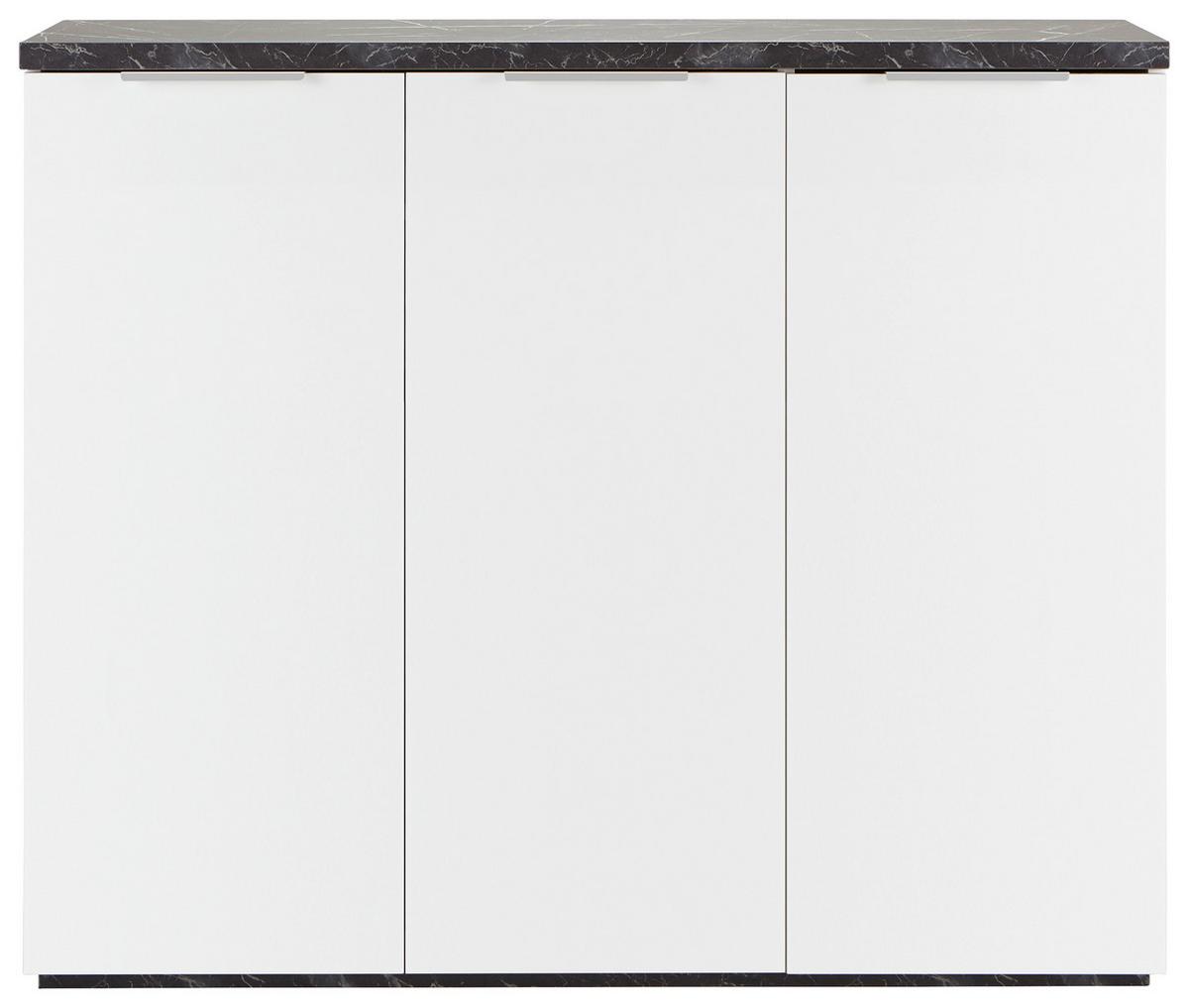 Skrinka na topánky MUNDI - sivá/biela, Modern, kov/kompozitné drevo (120/102/35cm) - Premium Living