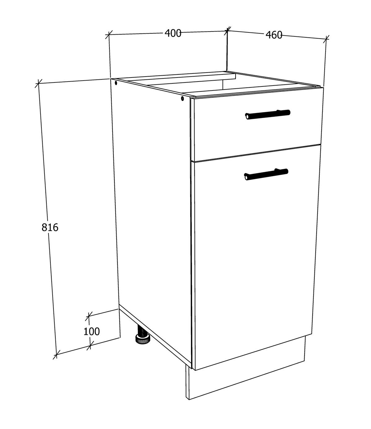 Küchenunterschrank Esilo B: 40 Cm Anthrazit/weiß - Anthrazit/Weiß, KONVENTIONELL, Holzwerkstoff (40/82/46cm) - MID.YOU