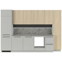 Kuchynská linka MILINO MEDIUM vrát.obkladu a LED regálu - čierna/sivá, Basics, kompozitné drevo/plast (345cm) - Visiona