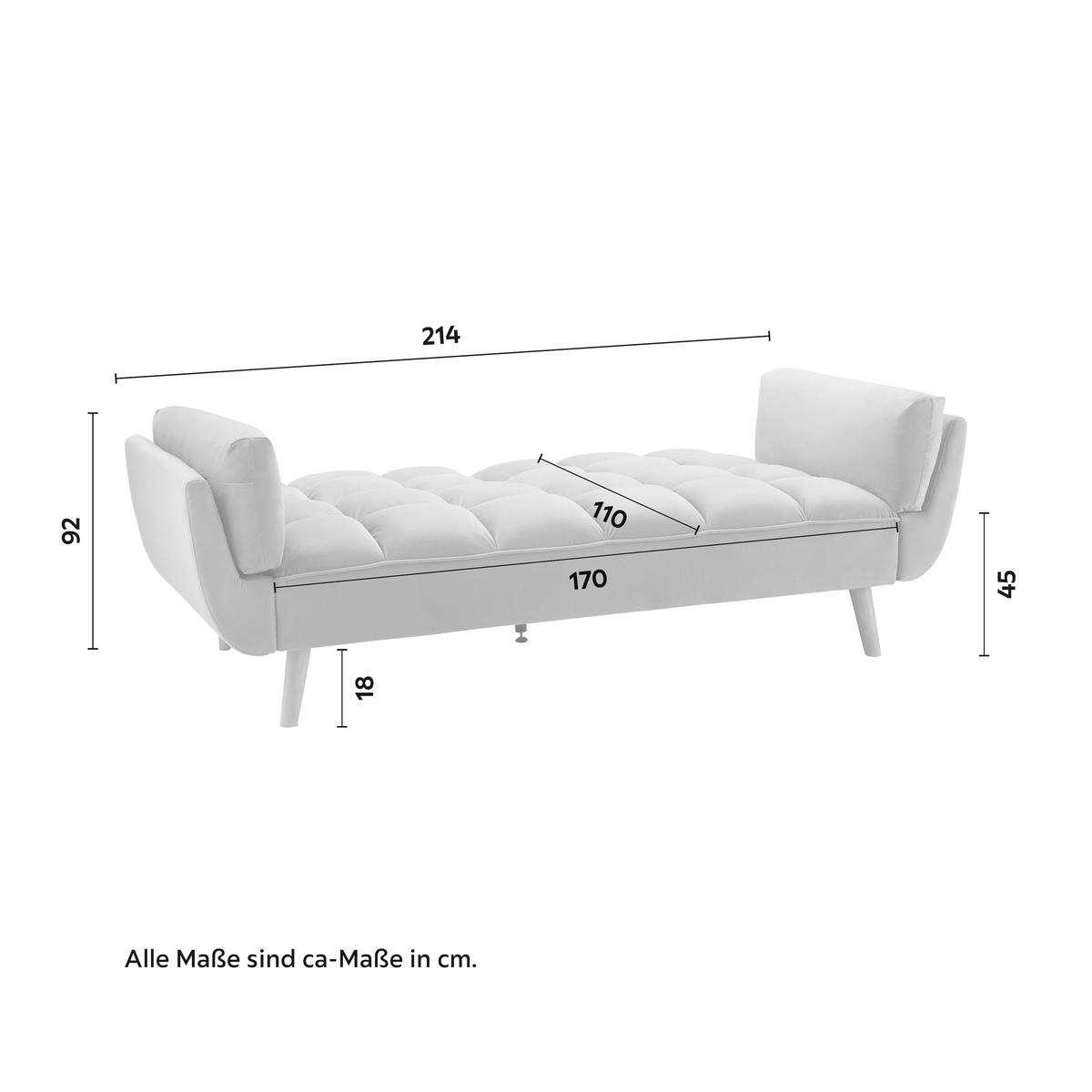 Rozkladacia pohovka CORA, sivý zamat, max. 360 kg - sivá/prírodná farba, Modern, drevo/textil (214/92/81cm) - Bessagi Home