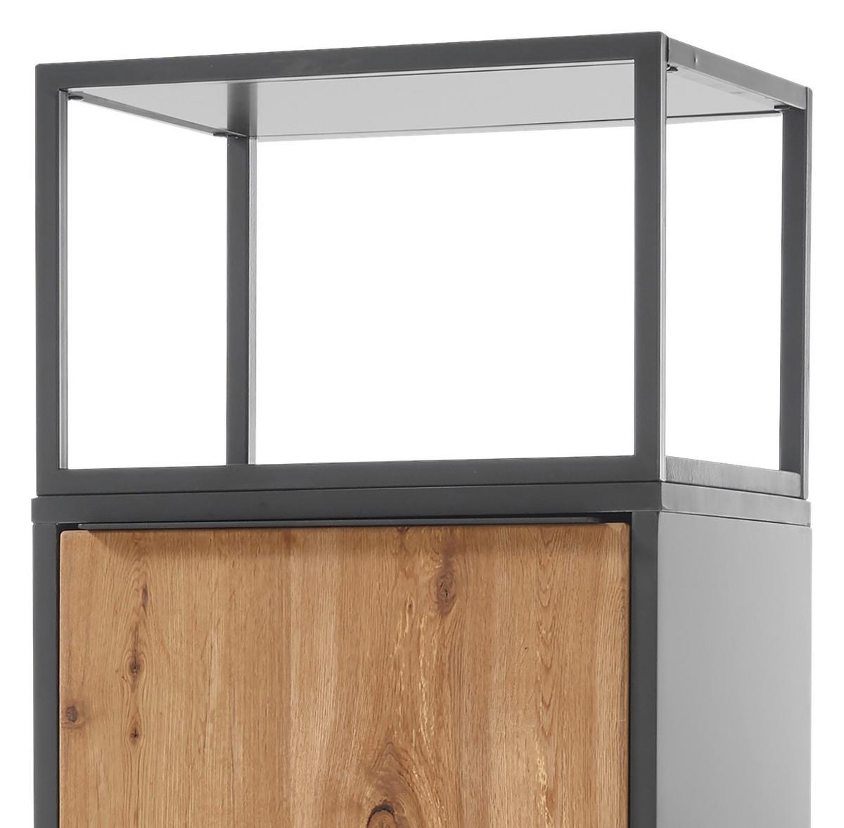 Regal Mit Drehtür Asmara B: 50 Cm Anthrazit/eiche Dekor - Eichefarben/Anthrazit, MODERN, Holzwerkstoff (50/165/40cm) - Livetastic