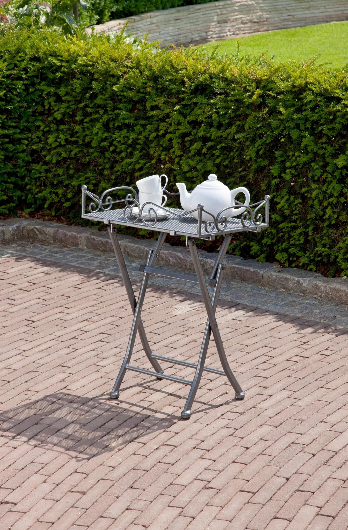 Gartenbeistelltisch Klappbar Toulouse Stahl Grau L: 51 cm - Grau, Basics, Metall (51/36/69cm) - Gardenson