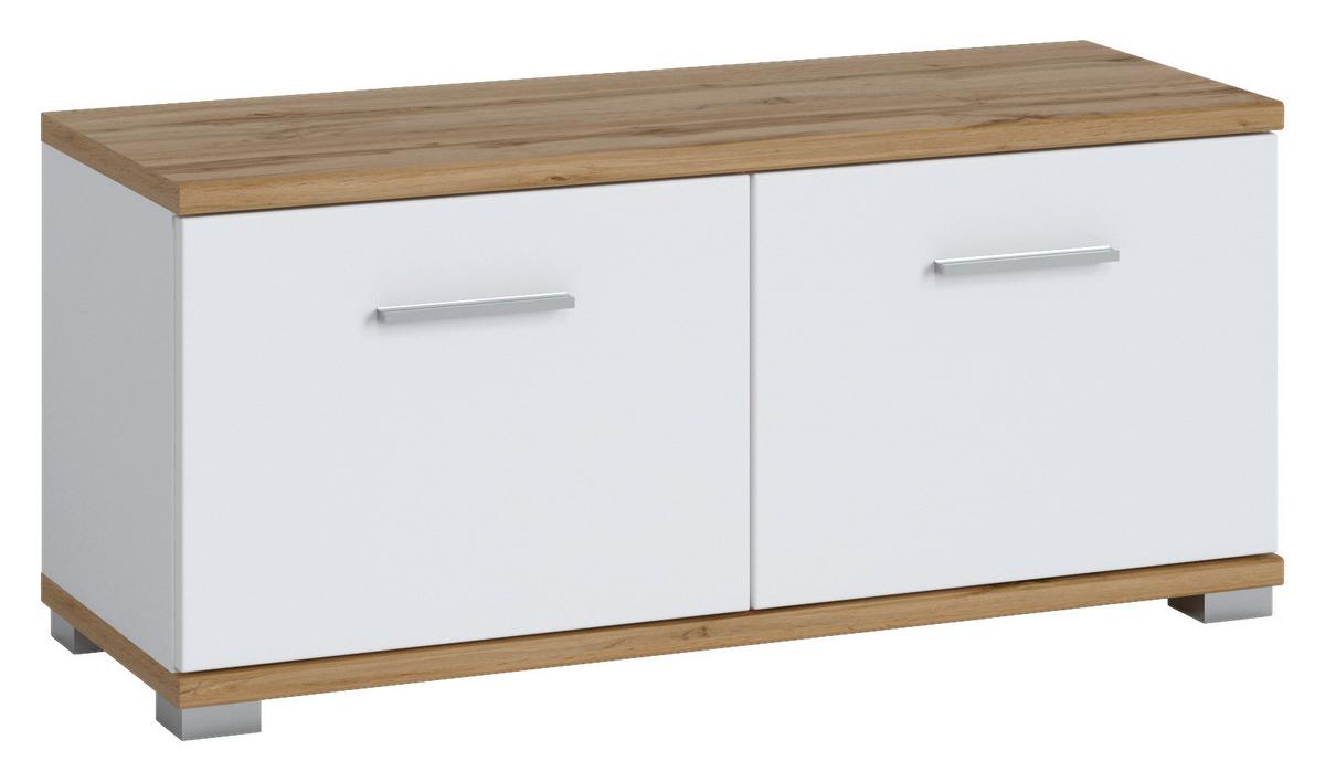 Garderobenschrank Hola Weiß/Wotan Eiche B: 90 cm - Eiche Wotan/Weiß, Trend, Holzwerkstoff (90/40/33,5cm)