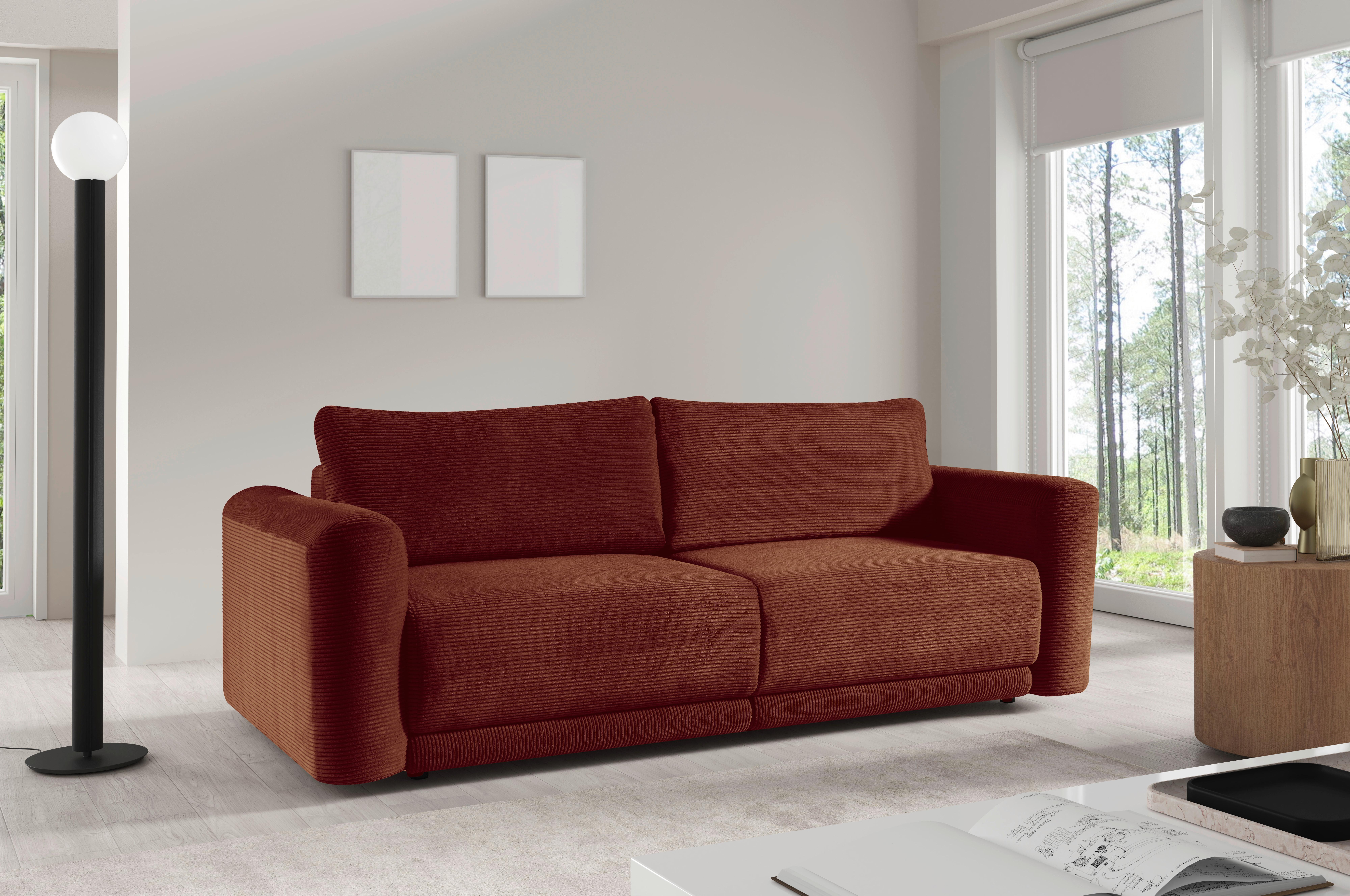 Schlafsofa Norman Rostfarben B: 252cm - Rostfarben/Schwarz, Design, Textil (252/93/167cm) - Livetastic