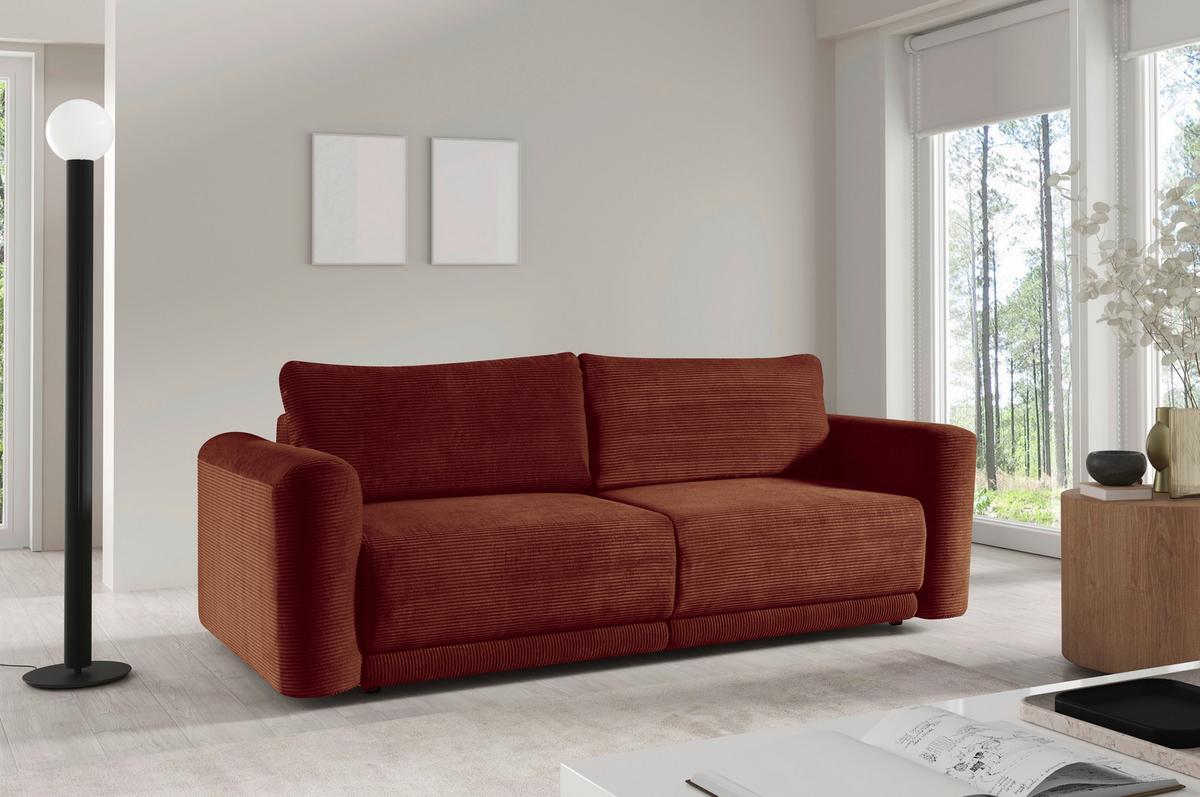 Schlafsofa Norman Rostfarben B: 252cm - Rostfarben/Schwarz, Design, Textil (252/93/167cm) - Livetastic