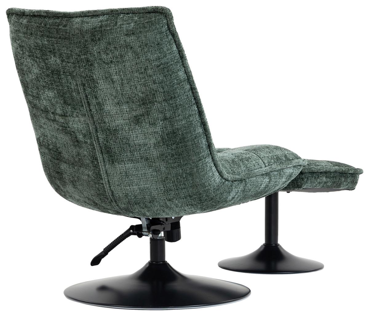 Relaxliege Kairo Grün Sitzfläche drehbar, B: 71 cm - Schwarz/Grün, MODERN, Holz/Textil (71/88/89cm)