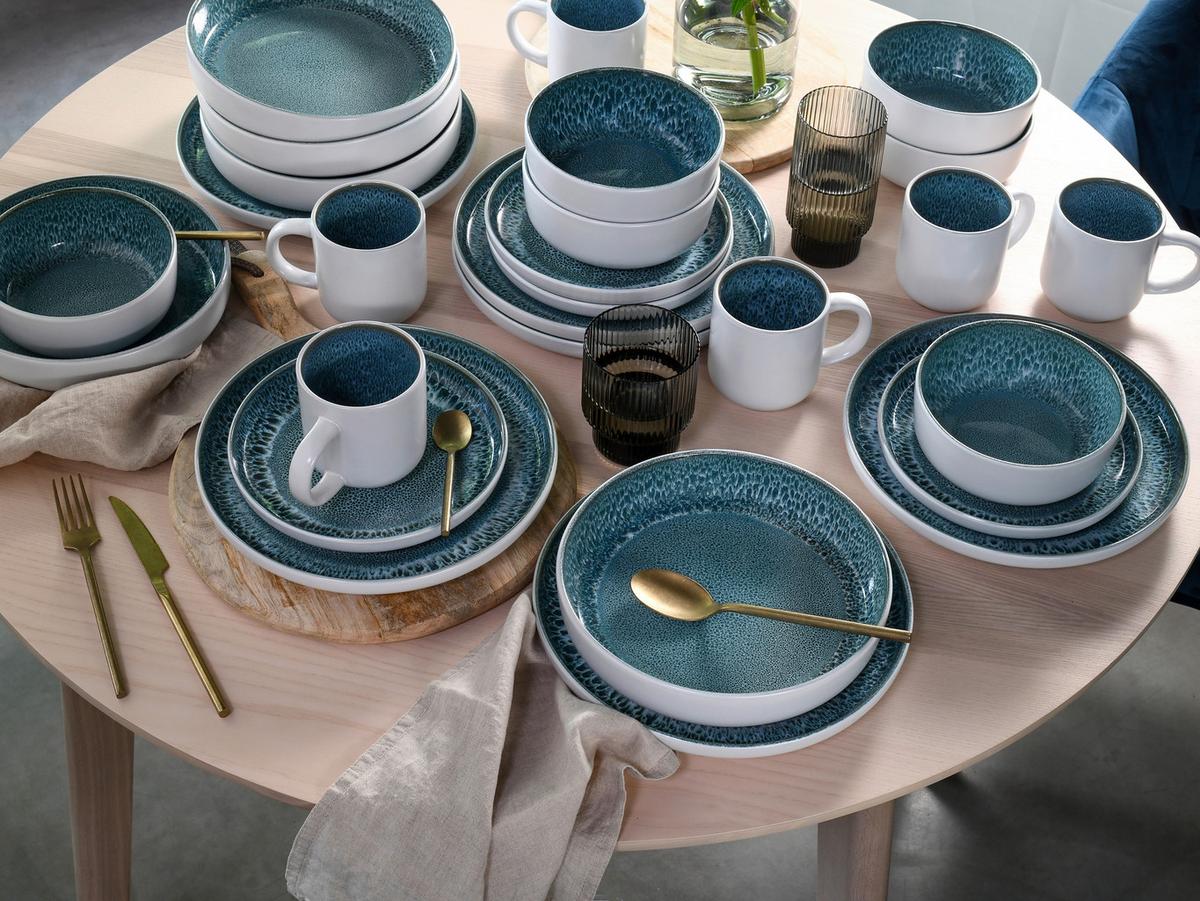 Kombiservice Nordic Fjord Weiß/Hellblau, 16-teilig - Weiß/Hellblau, Basics, Keramik - Creatable