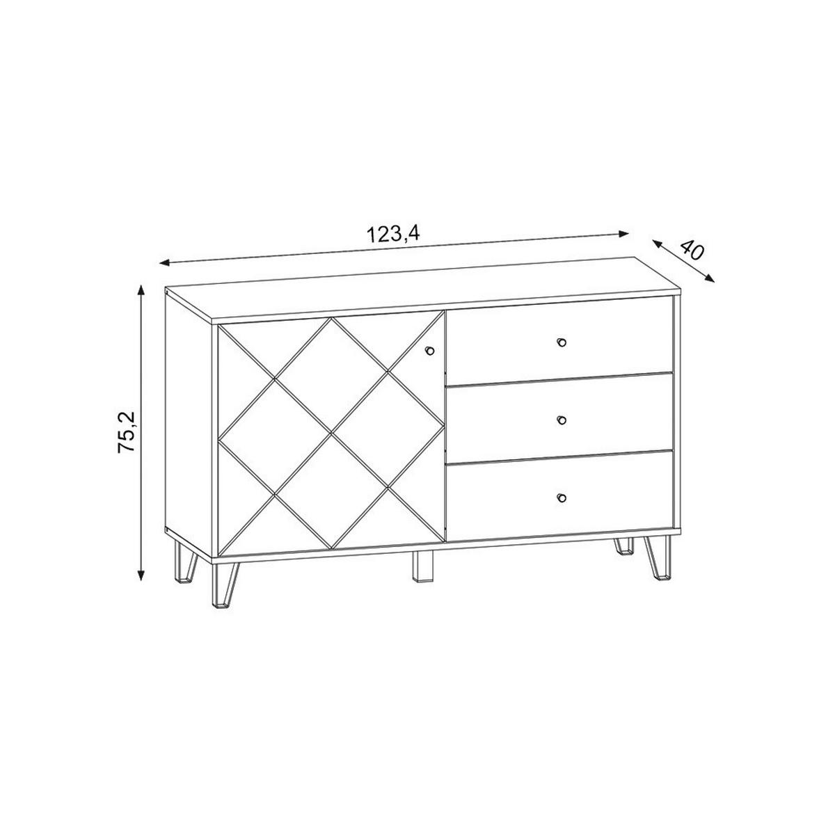 Sideboard Kommode 1d3s Bilbao Bl5 - Schwarz/Weiß, Design, Holzwerkstoff (123/75/40cm) - Livetastic