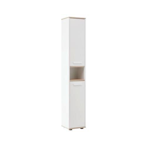 Hochschrank mit Offenem Fach Yasmin B:30cm Weiß/Eiche Dekor - Eichefarben/Schwarz, Basics, Holzwerkstoff (30/175/28,3cm) - MID.YOU
