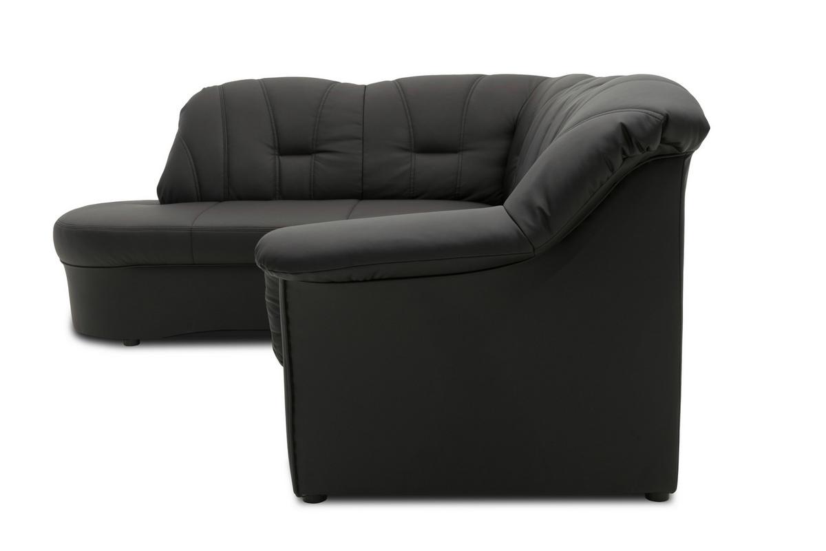 Ecksofa Papenburg Schwarz Lederlook - Schwarz, KONVENTIONELL, Textil (180/243cm) - MID.YOU
