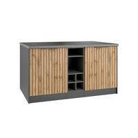 Kücheninsel Liverpool Graphit/ Eiche Dekor B: 153 cm - Schieferfarben/Eiche Wotan, Basics, Holzwerkstoff (153/86/101cm) - Held