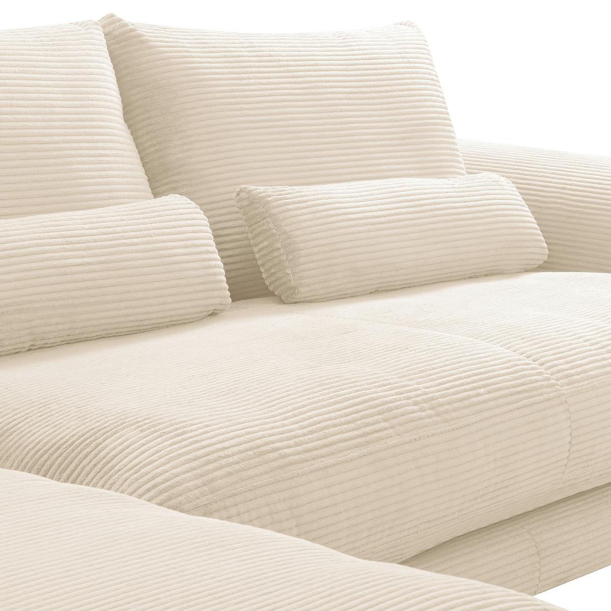 Ecksofa Berlin Creme Cord 172x313 cm - Creme/Schwarz, Design, Textil (172/313cm) - P & B