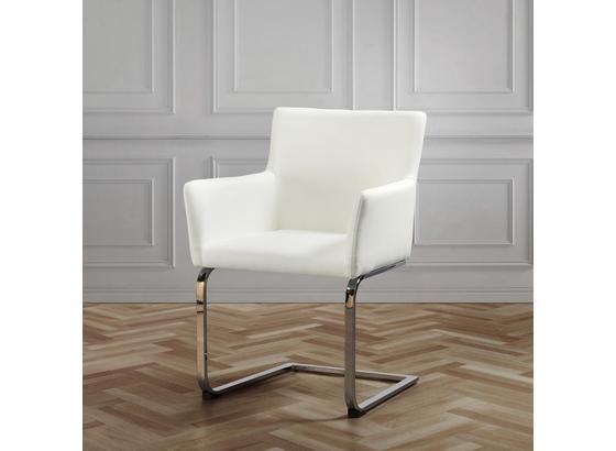 Stolička S Podrúčkami Vanessa - biela/chrómová, Moderný, kov/drevo (62,5/87/56cm) - Modern Living Stolička S Podrúčkami Vanessa - biela/chrómová, Moderný, kov/drevo (62,5/87/56cm) - Modern Living
