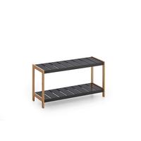 Schuhregal Schwarz B: 70 cm - Eichefarben/Schwarz, Design, Holzwerkstoff (70/36/26cm) - MID.YOU