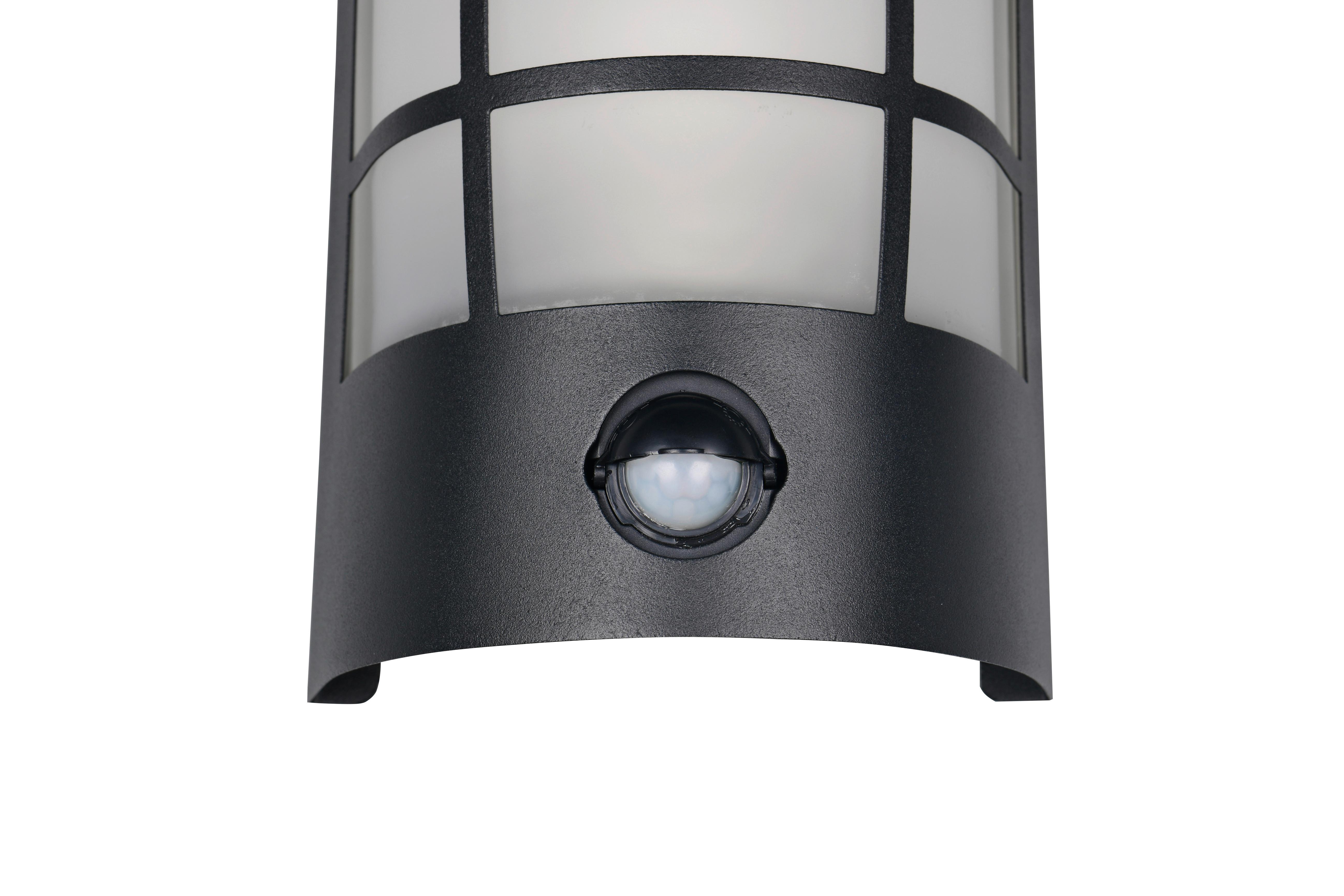 Außenwandleuchte Sintra Schwarz Weiß L: 14 Cm - Schwarz/Weiß, Design, Glas/Metall (14/10,5/20cm)