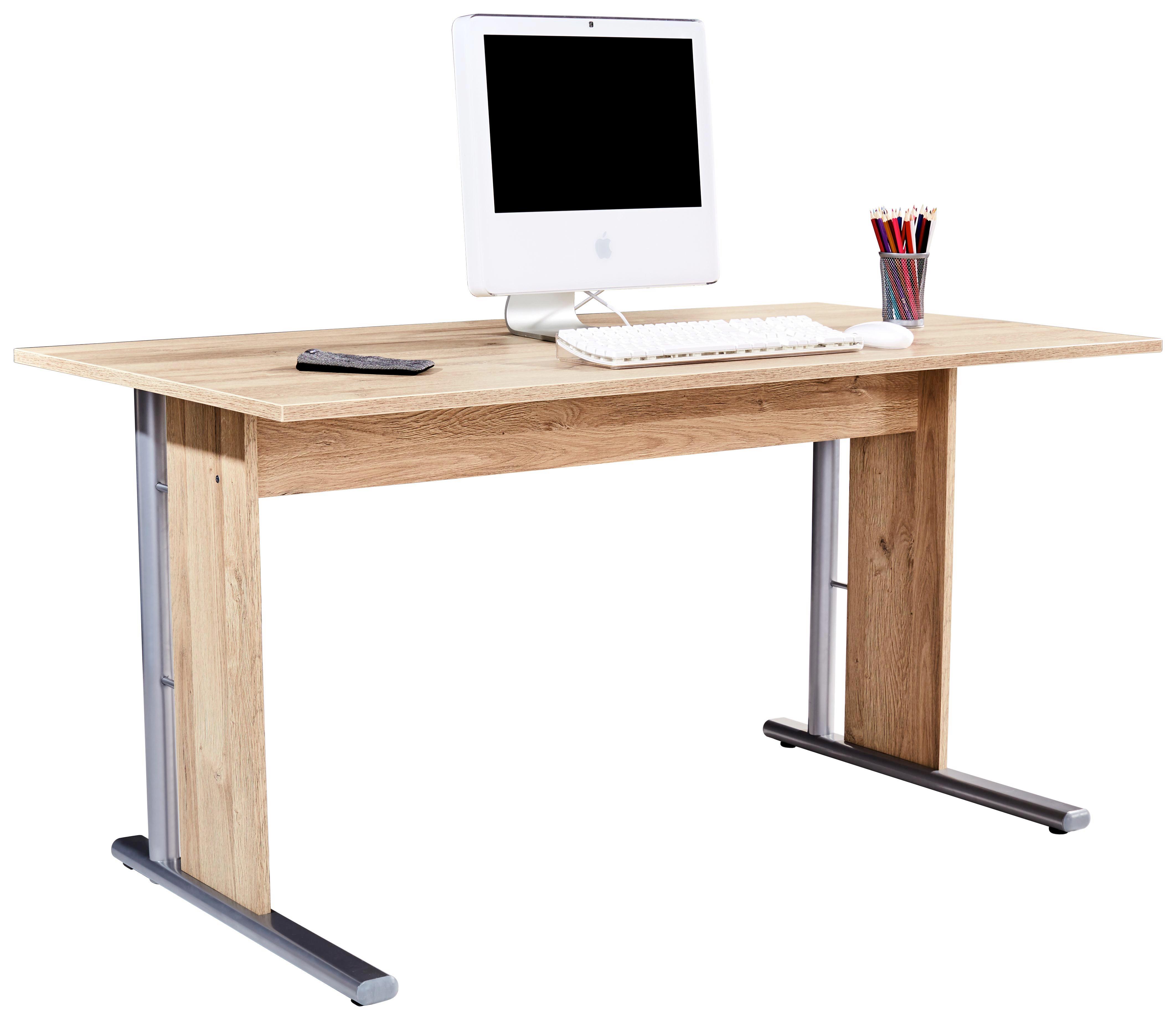 ÍRÓASZTAL MINDI - Tölgyfa, modern, Faalapú anyag/Műanyag (150/72/70cm)